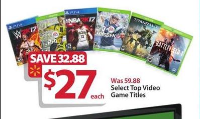 Walmart Black Friday: Select Top Video Games Including Titanfall 2, Battlefield 1, NBA 2K17 ...