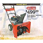 24 In. Huskee Two-Stage Snow Thrower for $499.99