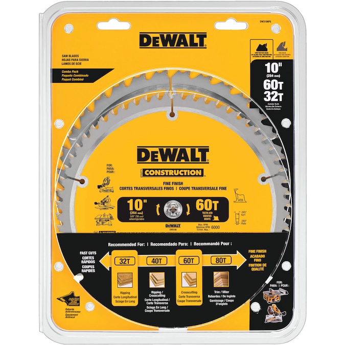 Lowe's has Construction 10-in 32 and 60-Tooth Carbide Miter/Table Saw Blade Set YMMV $29.98