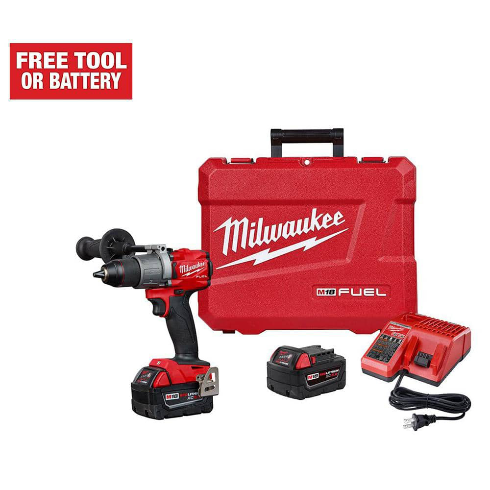 (Hack) Milwaukee M18 FUEL 18V Lithium-Ion Brushless Cordless 1/2 in. Drill / Driver Kit W/(2) 5.0Ah Batteries, Charger, and Hard Case 2803-22 - $131.76