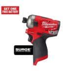 Milwaukee M12 FUEL SURGE 12V Lithium-Ion Brushless Cordless 1/4 in. Hex Impact Driver (Tool-Only) 2551-20 - $103.76