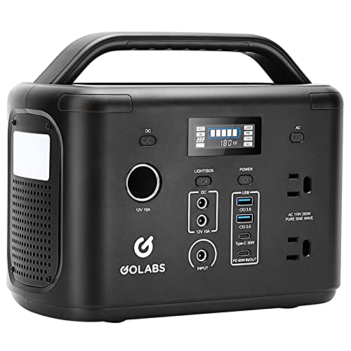 GOLABS i200 Portable Power Station, 256Wh LiFePO4 Battery with 200W Pure Sine Wave AC Outlet, PD 60W Type C QC3.0 - $169.99 with coupon clipped
