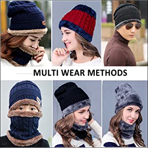 Ayamaya Winter Hat Knit Beanie Cap And Scarf Set For Adults Kids