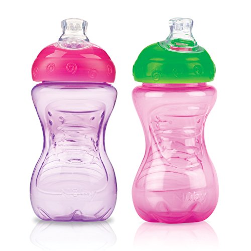 Nuby 2-Pack No-Spill Super Spout Easy Grip Cup, 10 Ounce, Pink and Purple $5.19
