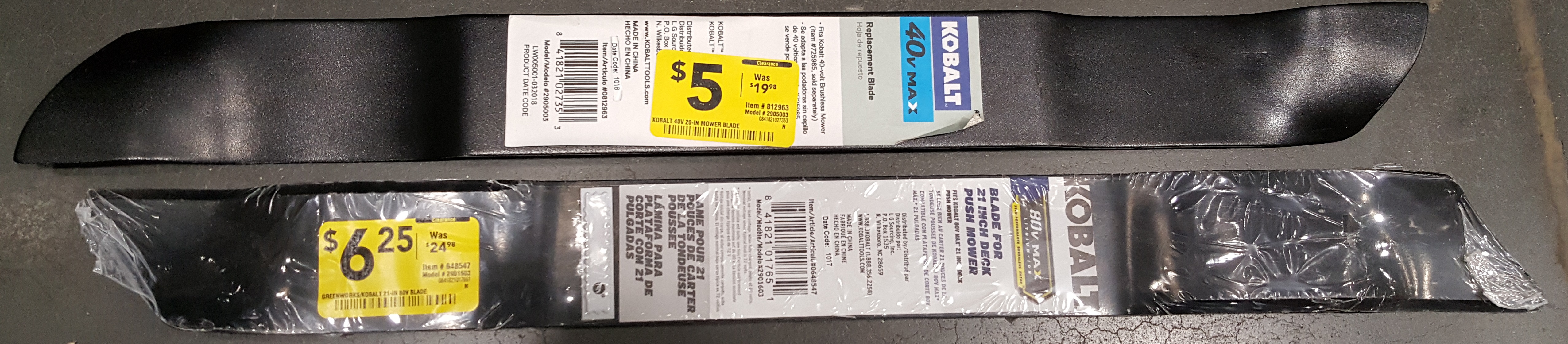 Lowes Kobalt 20 and 21-in Multipurpose Push Lawn Mower Blade $5 and $6.25 *Clearance*