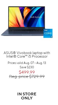 Asus Vivobook 17X 17.3" Laptop, Intel Core i5-12500H, 8GB Memory, 512GB SSD, Windows 11 (K1703ZA-SB54) $499.99 @ Staples