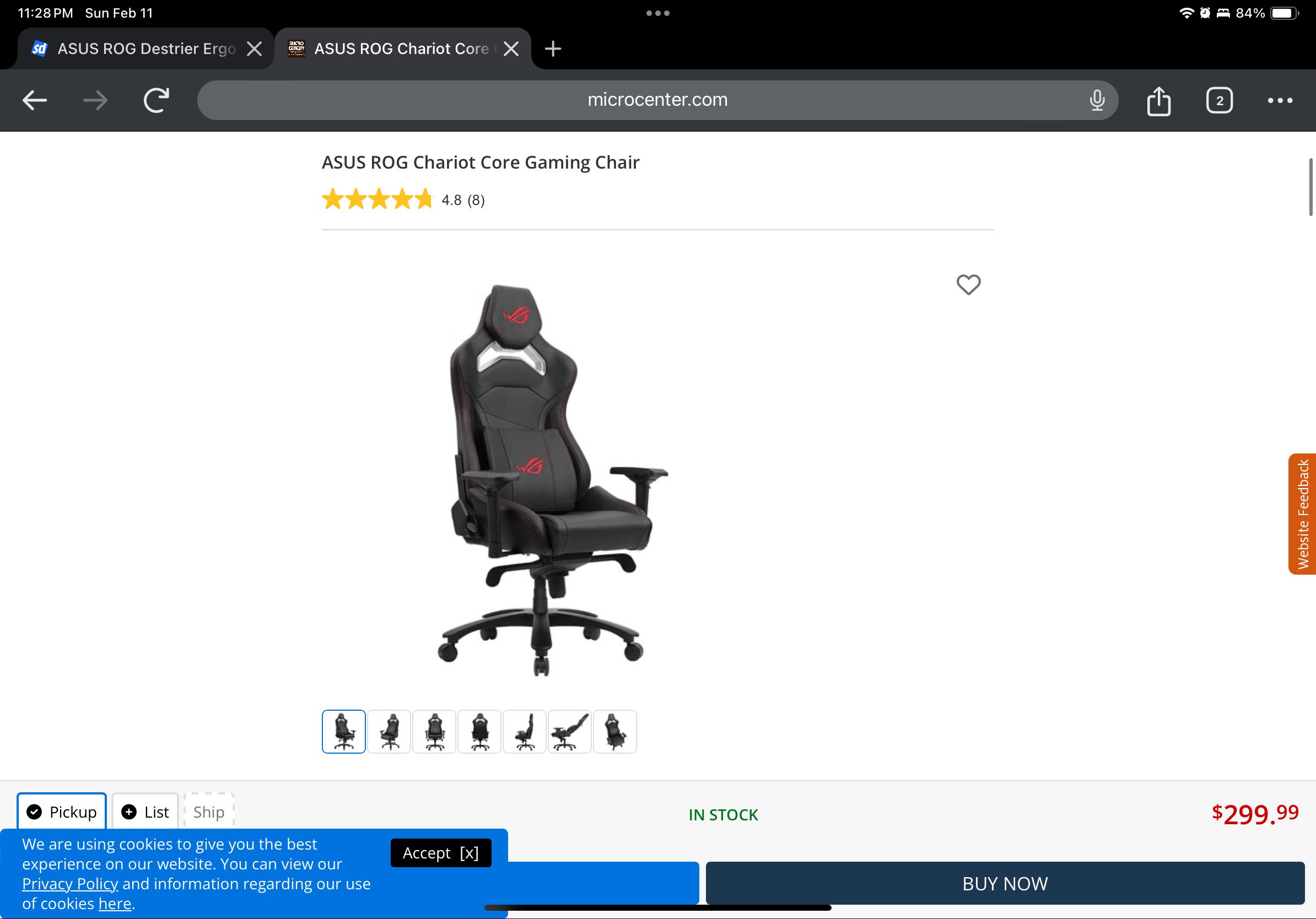 Asus ROG Chariot Core Gaming Chair at MicroCenter MSRP 499.99