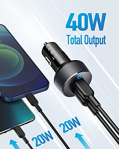 Anker USB C Car Charger, 40W 2-Port PowerIQ 3.0 Type C Car Adapter, PowerDrive III Duo with Power Delivery $21.99