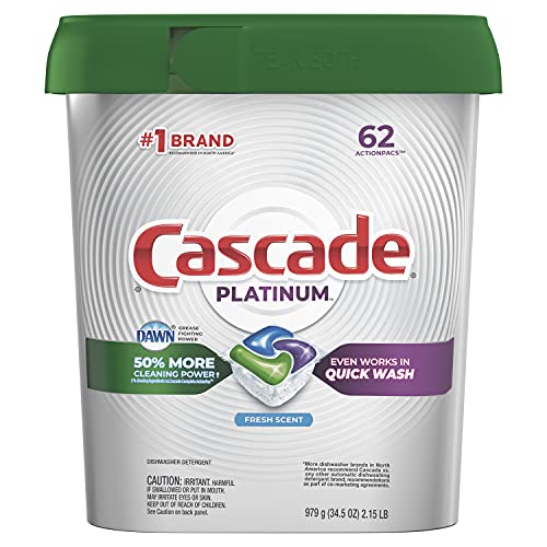 62-Ct Cascade Platinum Dishwasher Pod (Fresh Scent) $11.96 w/ Subscribe &amp; Save