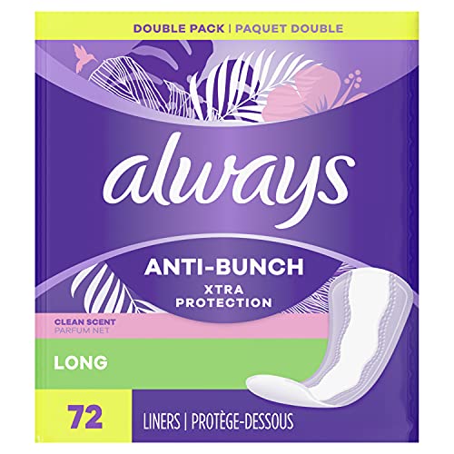 Always Xtra Protection Daily Panty Liners, Long Length,  72 Count - Pack of 4 (288 Count Total) 40% off with S&S as low as $13.03