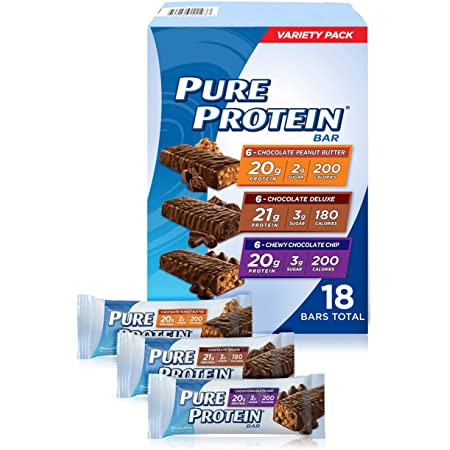 Pure Protein Bars, High Protein, Nutritious Snacks to Support Energy, Low Sugar, Gluten Free, Variety Pack, 1.76oz, 18 Pack  $6.3 $6.31