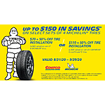 Costco Tire  -  MIchelin up to $110 off with half price installation