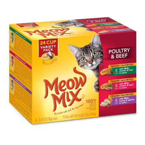 Meow Mix Tender Favorites Wet Cat Food, 2.75 Ounce Cups [Poultry & Beef Variety Pack] $8.24 or lower shipped