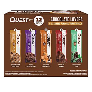 12-Pack 2.12-Oz Quest Nutrition Protein Bars Chocolate Lovers Variety Pack $17.10 w/ Subscribe & Save