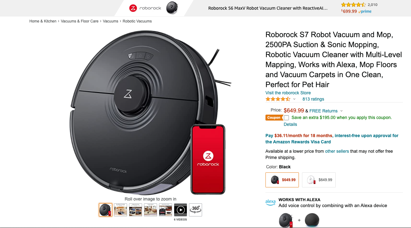 Roborock s6 hotsell alexa