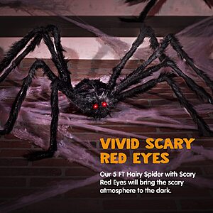 JOYIN Halloween Outdoor Decorations Giant Spider, Scary Large Spider Props for Yard Lawn Halloween Outside Decor and Indoor Party Decor, Black $9.50