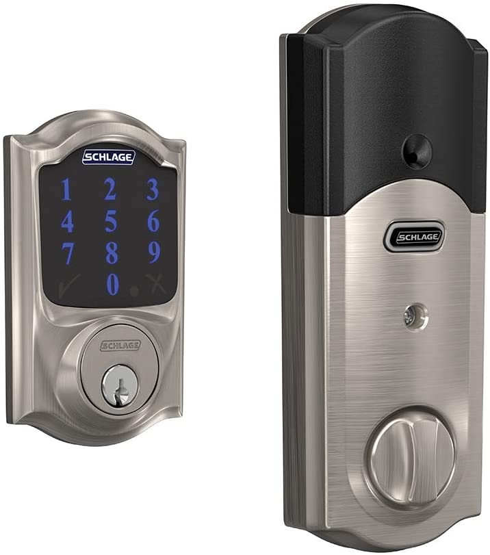 Schlage Connect Smart Deadbolt with alarm with Camelot Trim in Satin Nickel, Z-Wave Plus enabled $154.25