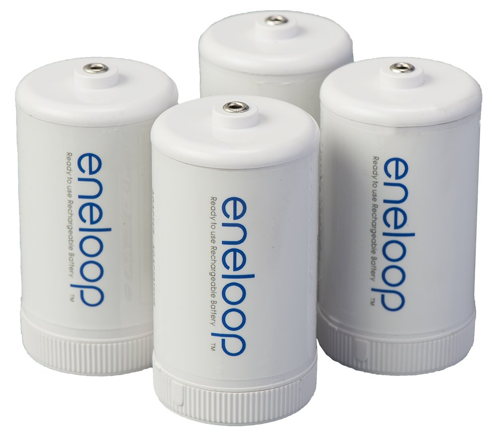 Panasonic BQ-BS1E4SA eneloop D Size Battery Adapters for Use with Ni-MH Rechargeable AA Battery Cells, 4 Pack [Single, 4-Pack / D Spacer] $7.97