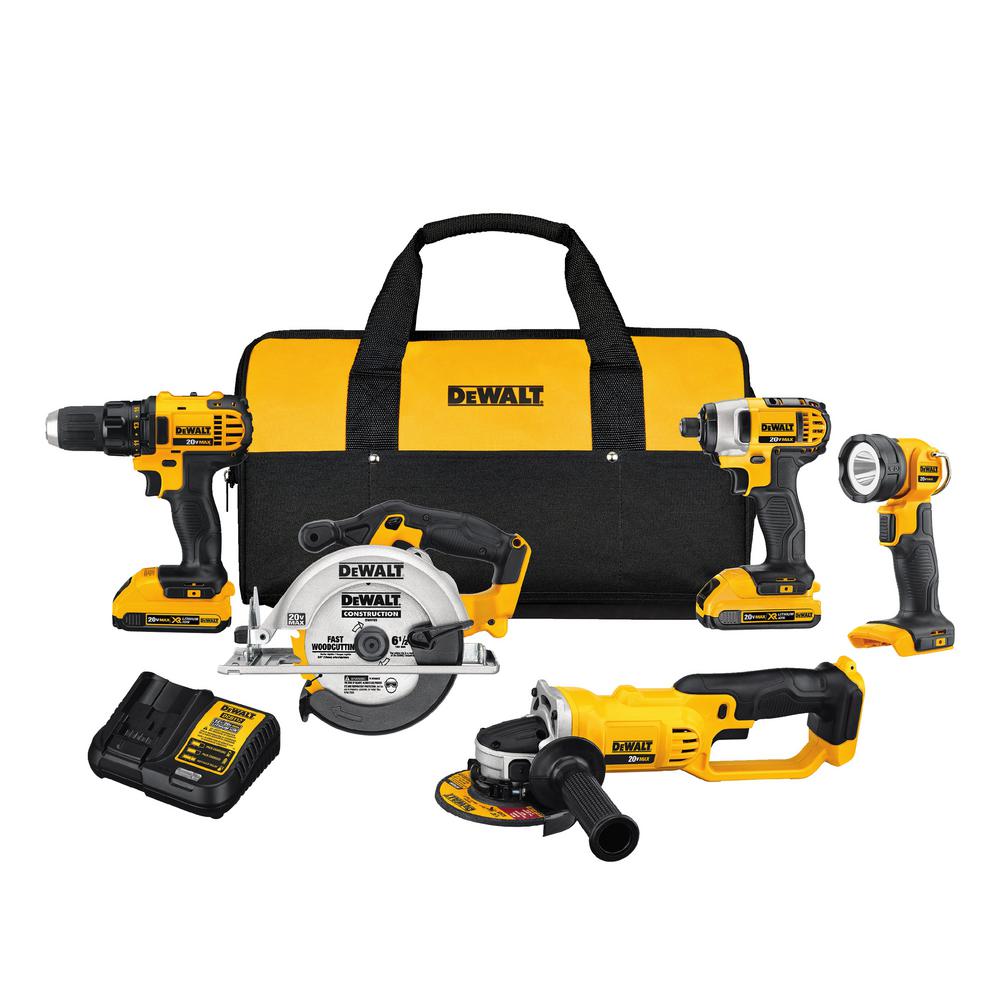 DEWALT 20-Volt Max 5-Tool Combo Kit w/ (2) Batteries 2Ah, Charger & Tool Bag $299 @ Lowe's
