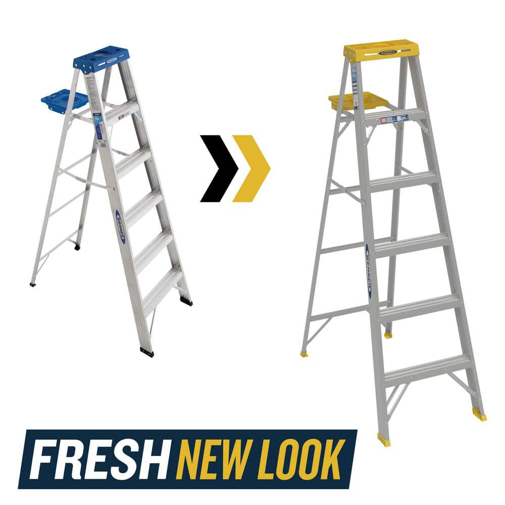 Werner 6 ft. Aluminum Step Ladder (10 ft. Reach Height) with 250 lb. Load Capacity Type I Duty Rating 366 - $39.88