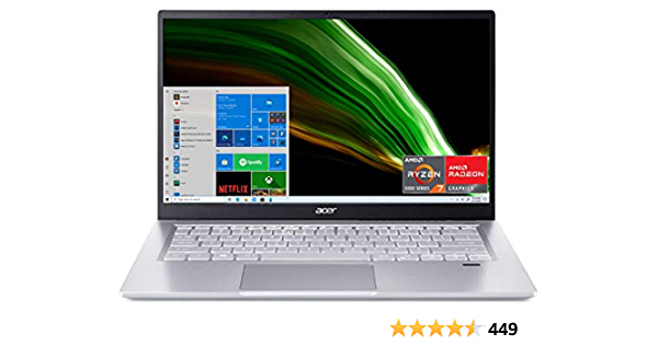Acer Swift 3 Laptop | 14" Full HD IPS 100% sRGB Display | AMD Ryzen 7 5700U Octa-Core | 8 GB LPDDR4X | 512GB NVMe SSD | Backlit KB | Finger print reader - $589.99