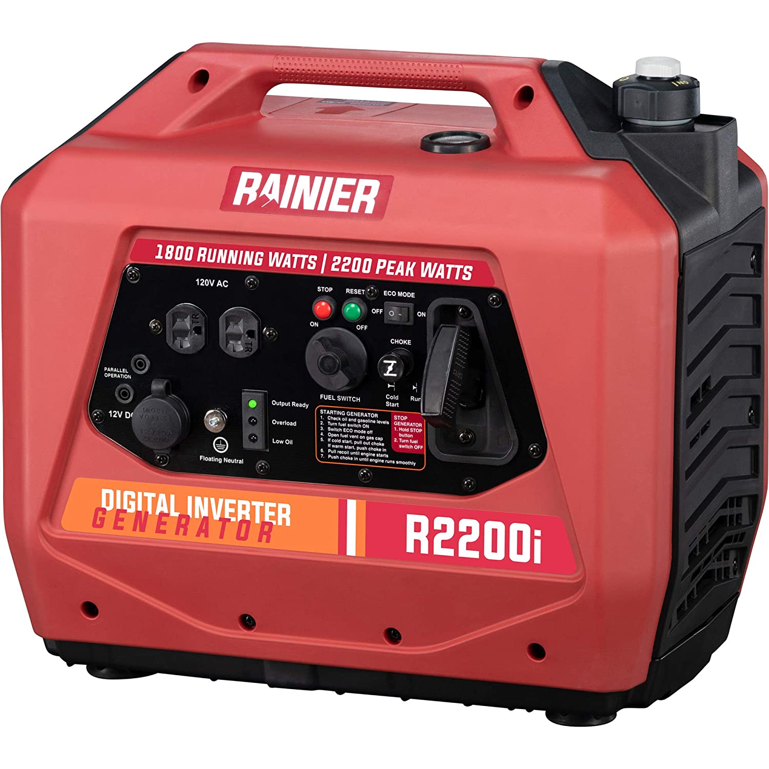 Rainier R2200i Super Quiet Portable Inverter Generator - 1800 Running & 2200 Peak - Gas Powered - CARB Compliant $377.5