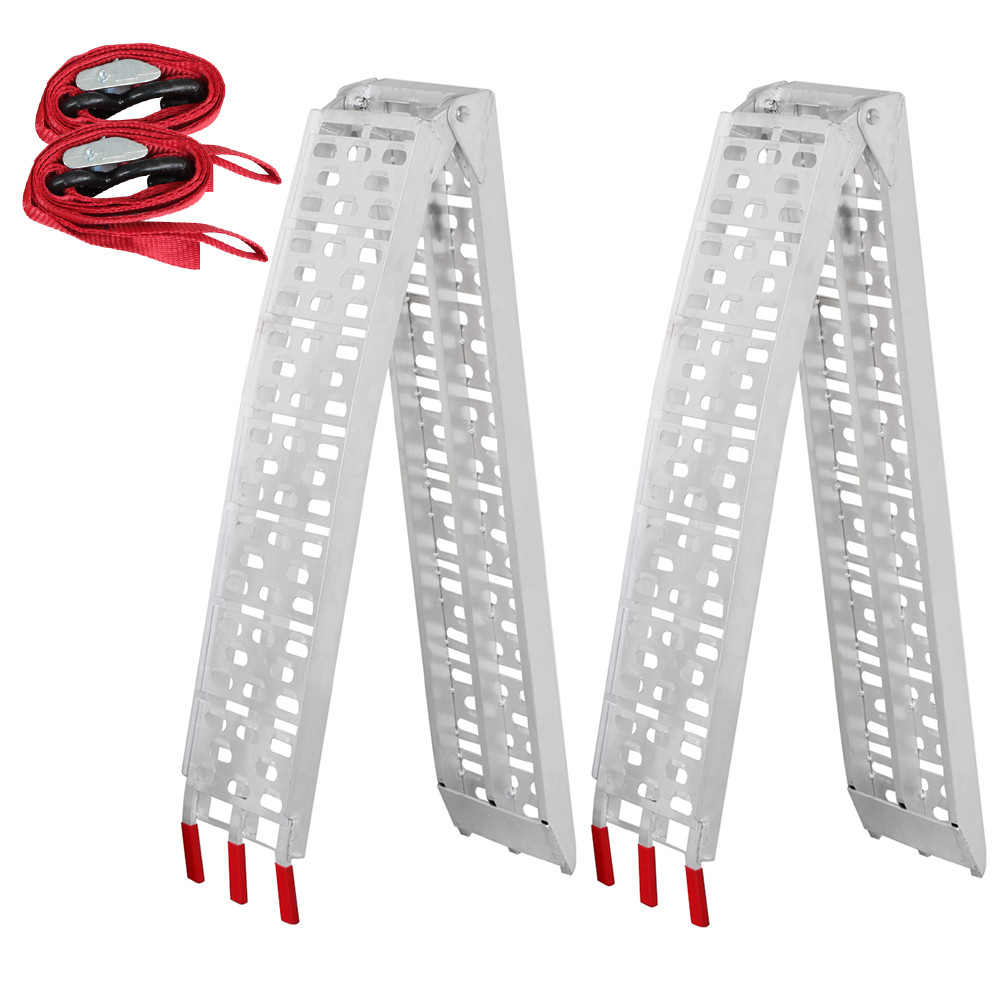 SmileMart 2pcs 7.5' Folding Aluminum ATV Loading Ramp Heavy Duty Lawnmower Motorcycle Truck $127.99