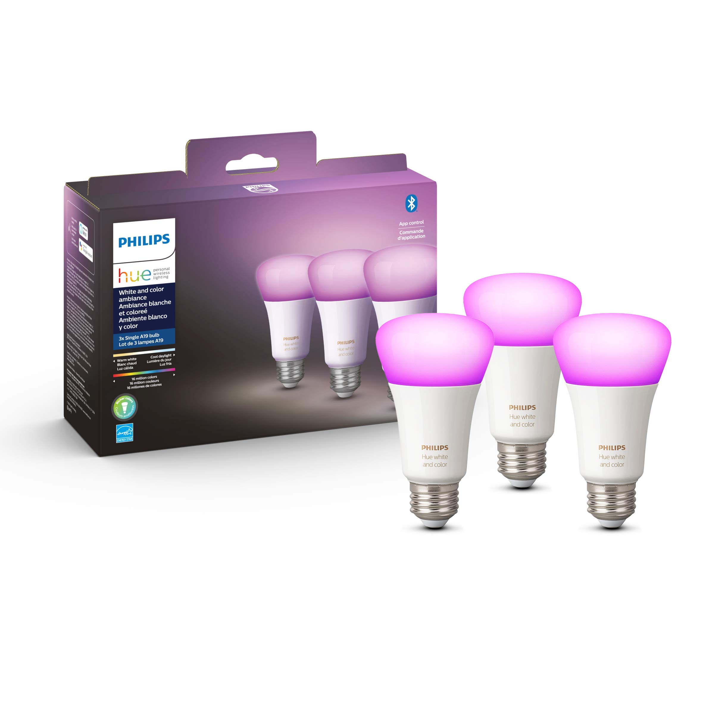 [Amazon] Philips Hue A19 3-Pack NO HUB $99+15% off coupon on page YMMV? $91