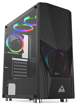 Montech Fighter 500 ATX Mid-Tower rgb Gaming Case/Pre-Installed Four Rainbow LED Fans,  56.99 plus tax $56.99