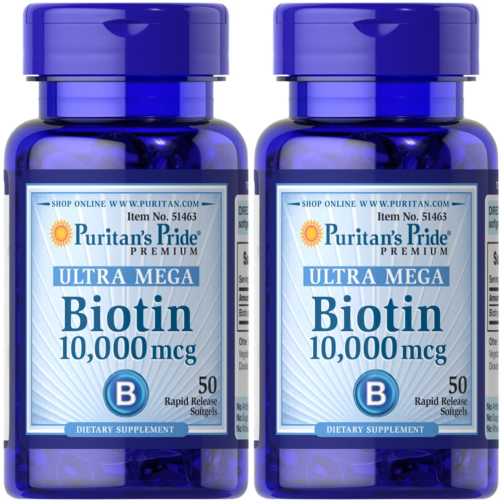100-Count Puritans Pride 10,000 mcg Biotin Rapid Release Softgels (50-Ct x 2) $3.37 w/ S&S + Free Shipping w/ Prime or on $25+