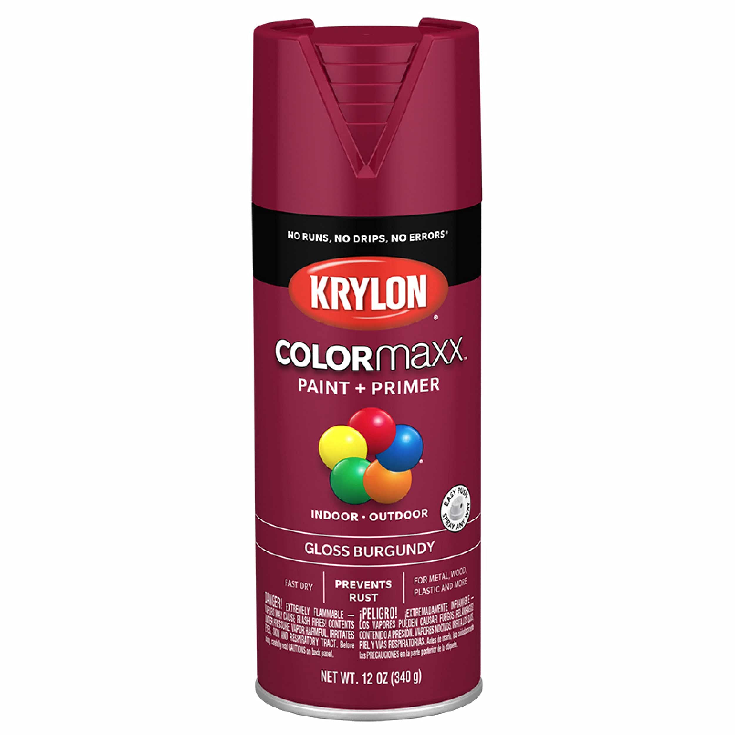 12-Oz Krylon COLORmaxx Indoor/Outdoor Spray Paint and Primer (Gloss Burgundy, K05508007) $2.10 + Free Shipping w/ Prime or on $25+