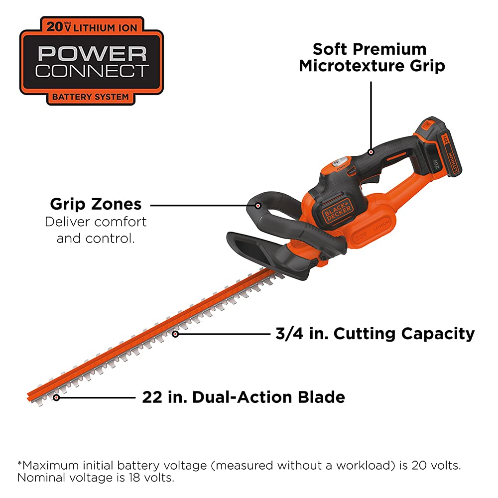 22" BLACK+DECKER 20V MAX Cordless Hedge Trimmer w/ 1.5Ah Battery & Charger (LHT321FF) $70.27 + Free Shipping