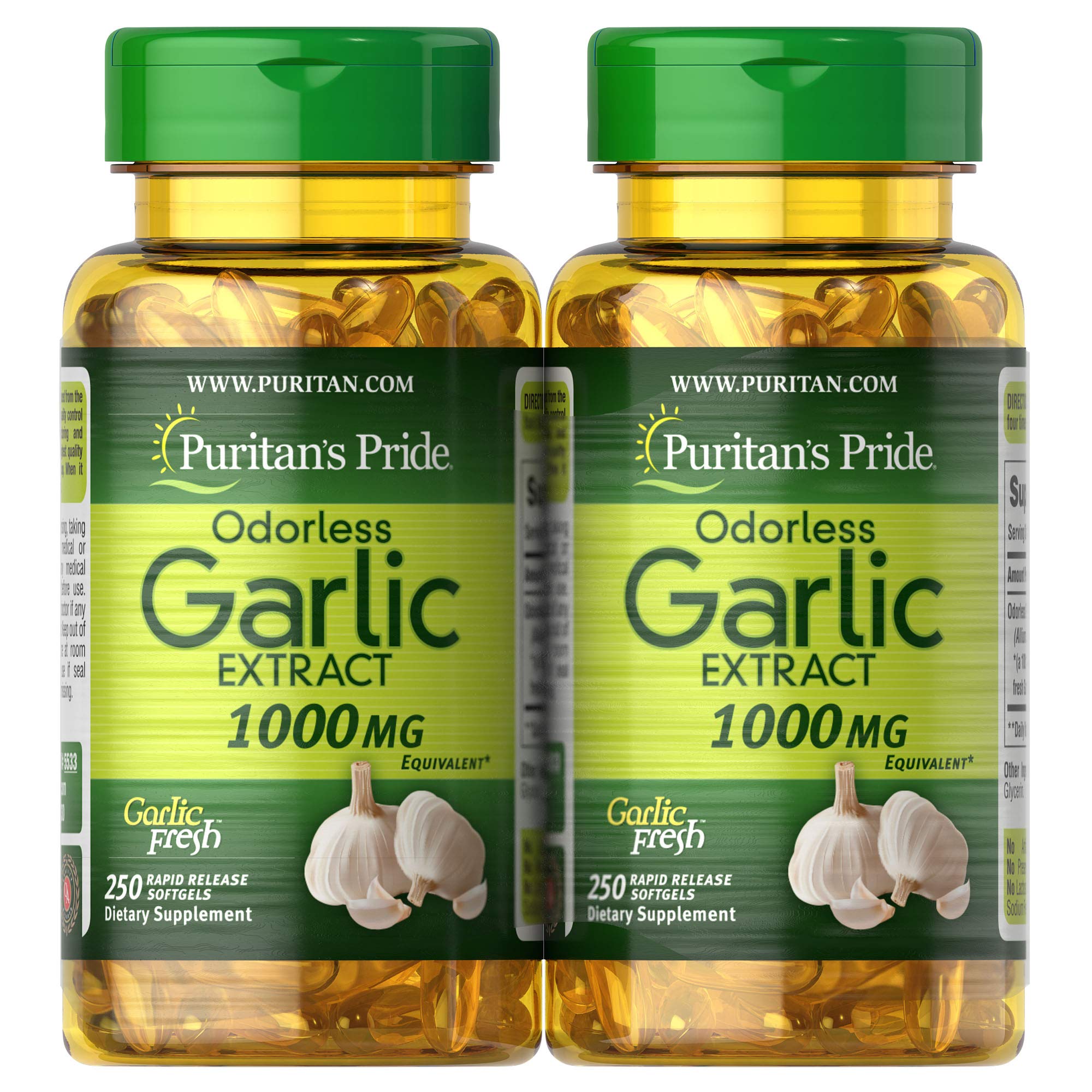 2-Pack 250-Count Puritan's Pride Odorless Garlic 1000 Mg Rapid Release Softgels (500-Ct Total) $9.22 ($4.61 each) w/ S&S + Free Shipping w/ Prime or on $35+