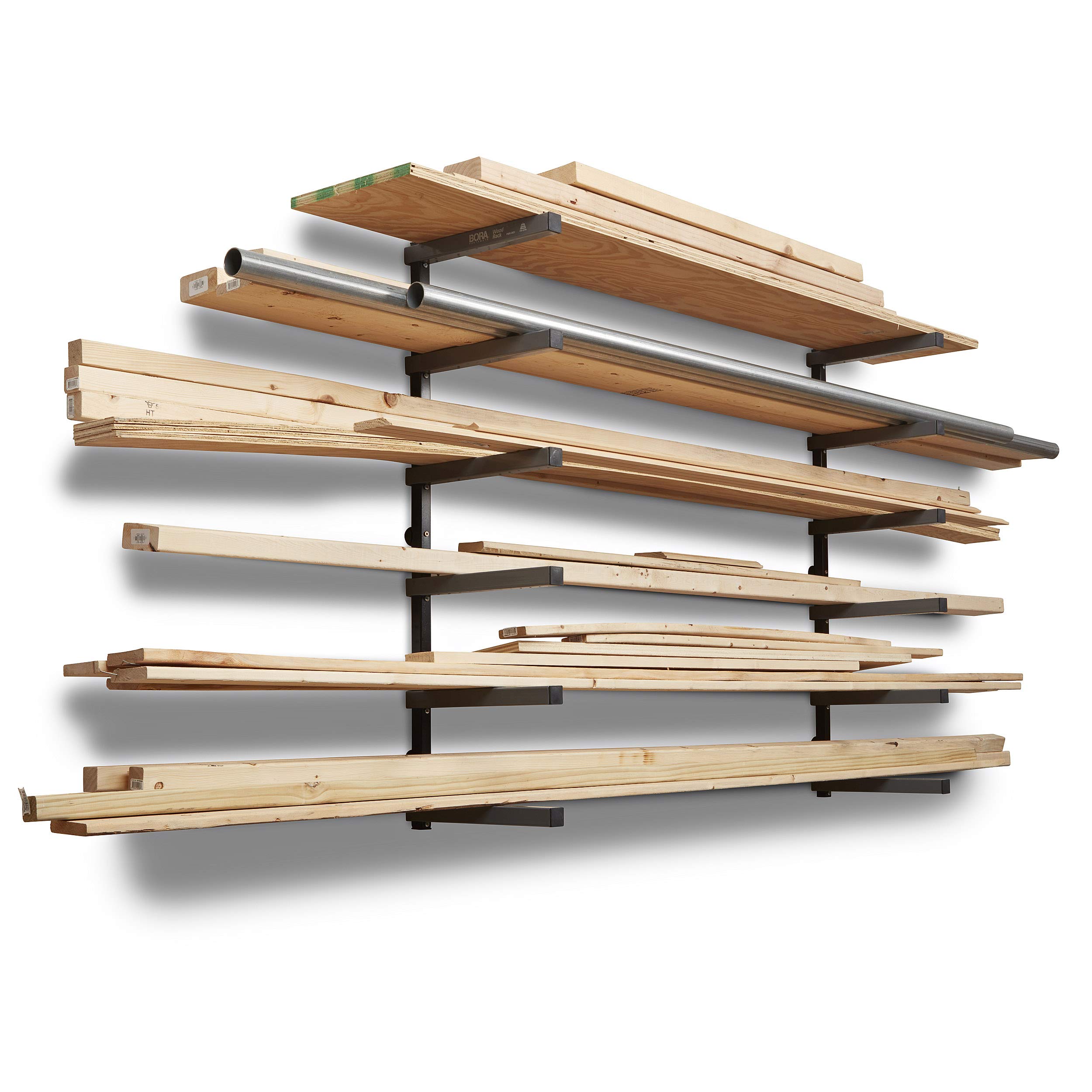 Bora 6-Shelf Wood Storage Organizer Rack (Black/Grey, PBR-006B) $34.97 + Free Shipping w/ Prime or on $35+