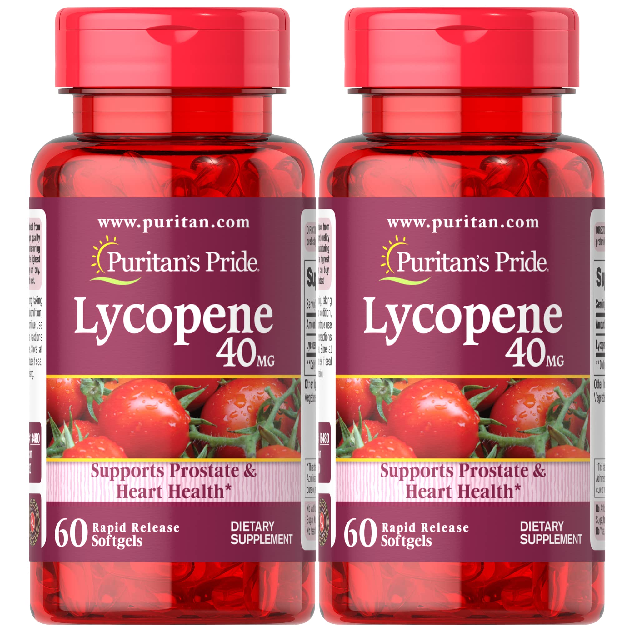 2-Pack 60-Count Puritan's Pride Lycopene Rapid Release Softgels (40mg) $13.83 w/ S&S + Free Shipping w/ Prime or on $35+