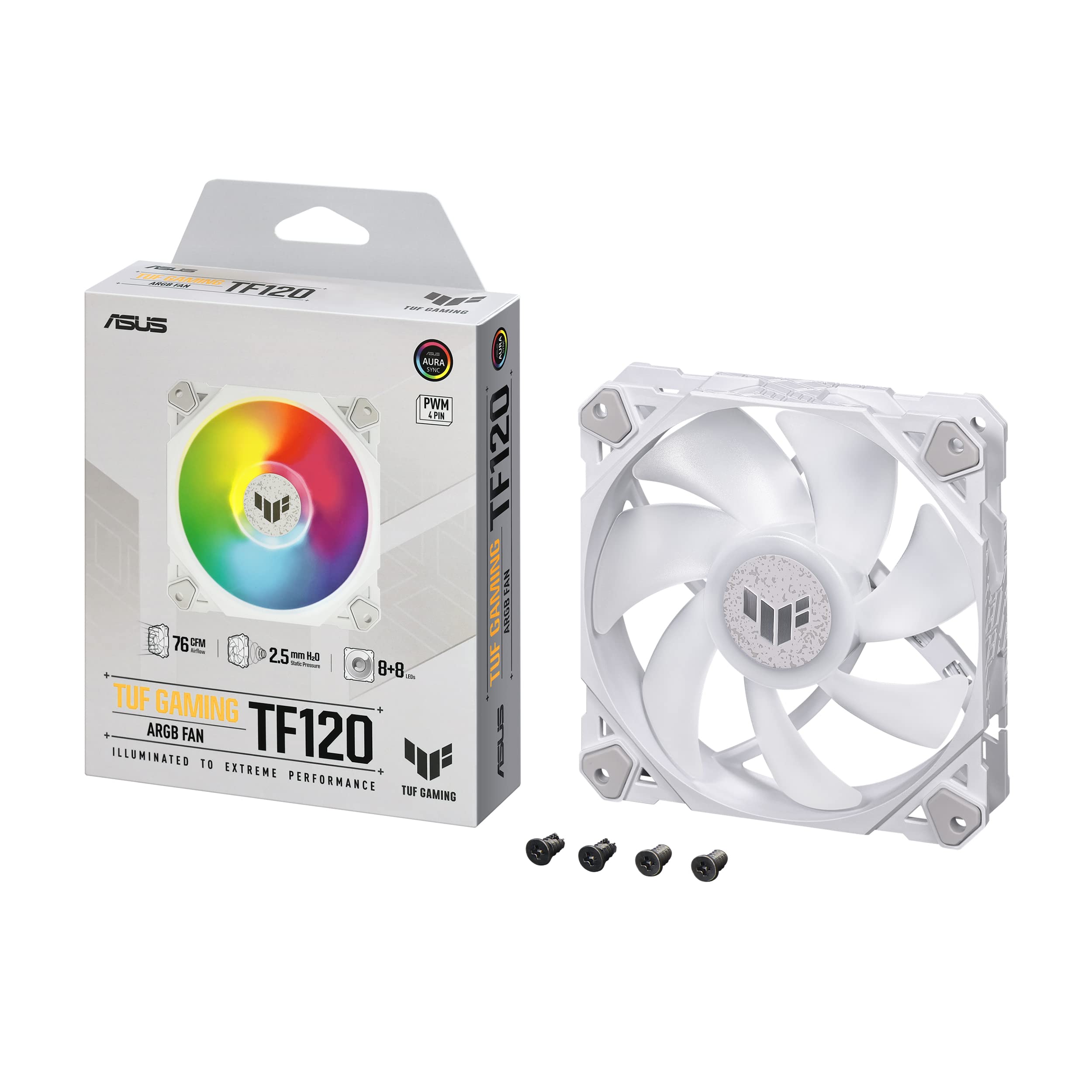 ASUS TUF Gaming TF120 ARGB White Edition Computer Fan $8 + Free Shipping w/ Prime or on $35+