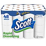 Select Amazon Accounts: 48-Ct Scott Rapid-Dissolving Double Rolls Toilet Paper $23.35 w/ Subscribe &amp; Save + Free Shipping
