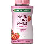 Select Accounts: 200-Count 2500mcg Nature's Bounty Biotin Gummies (Strawberry) $8.10 w/ Subscribe &amp; Save