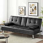 LuxuryGoods Modern Faux Leather Futon w/ Cupholders &amp; Pillows (Various Colors) $140 + Free Shipping