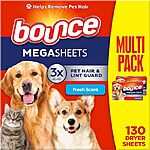 130-Count Bounce Pet Hair &amp; Lint Guard Mega Dryer Sheets (Fresh Scent) + $5.50 Amazon Credit $9.45 w/ S&amp;S + Free Shipping w/ Prime or on $35+