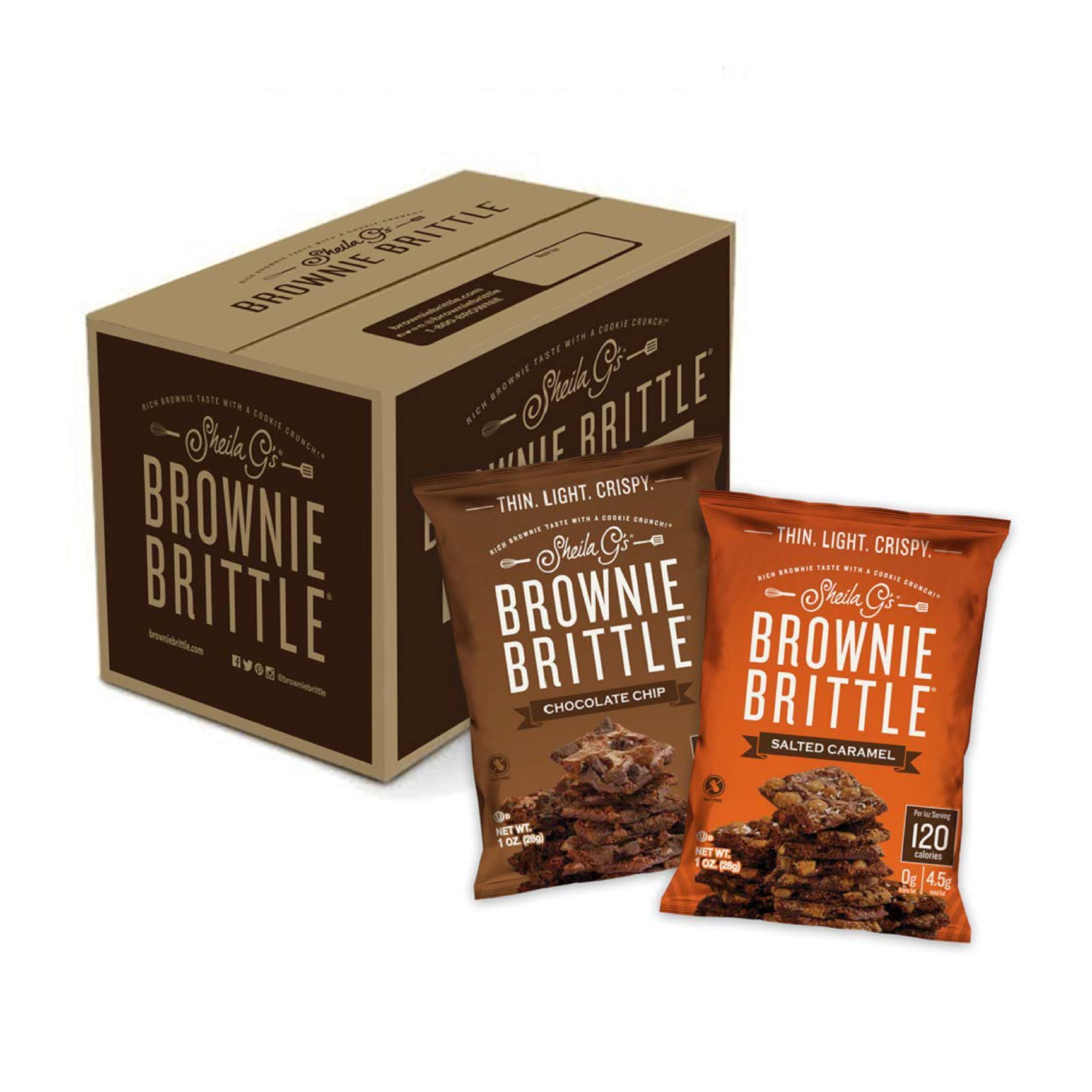 *Price Drop* 20-Count 1-Oz Sheila G's Brownie Brittle (Chocolate Chip & Salted Caramel) $9.15 w/ S&S + Free Shipping w/ Prime or on $35+