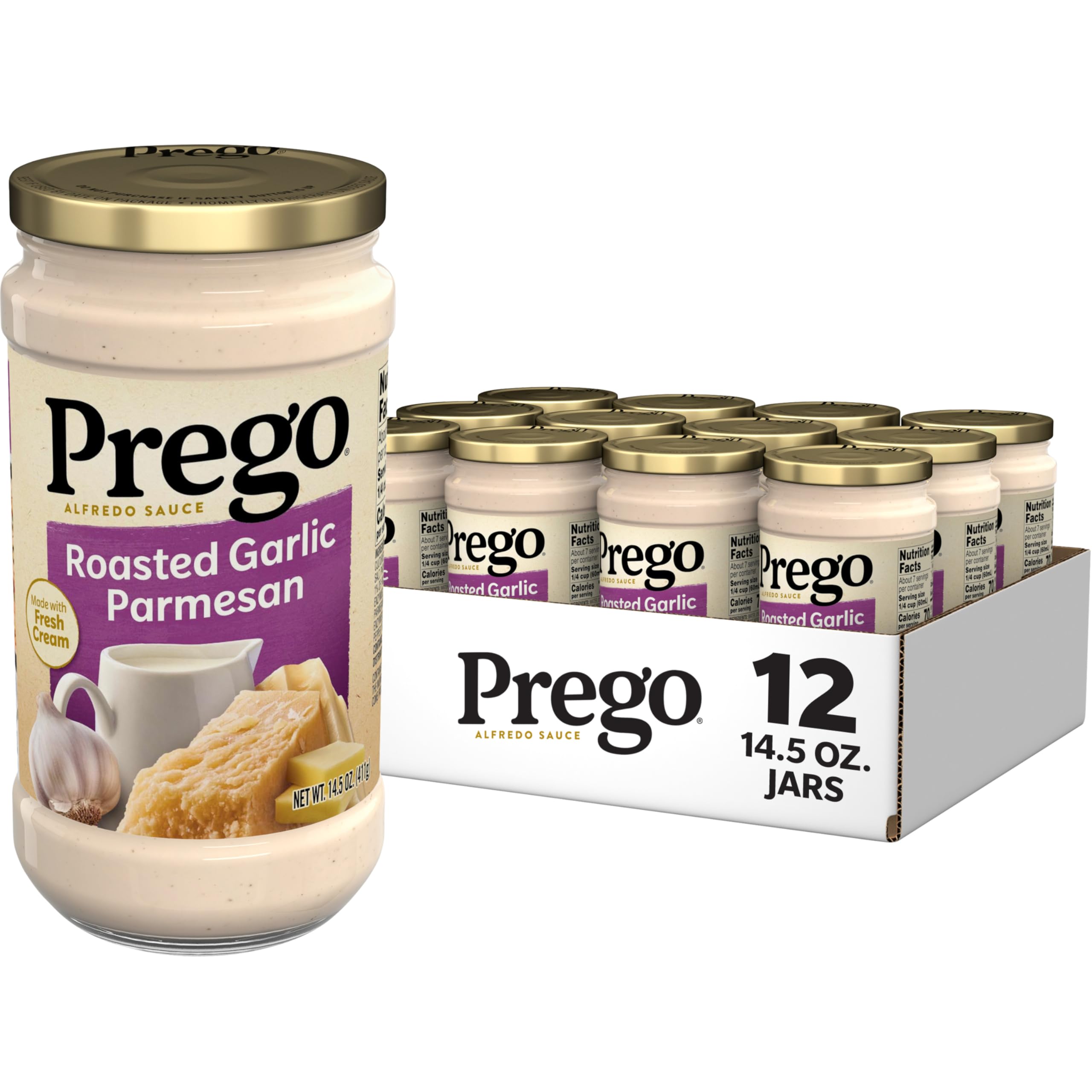 12-Pack 14.5-Oz Prego Alfredo Sauce w/ Roasted Garlic & Parmesan Cheese Jar $14.14 ($1.18 each) w/ S&S + Free Shipping w/ Prime or on $35+