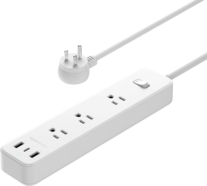 5' AmazonBasics 3 Outlet 3 USB Port Power Strip Extension Cord (1 USB-C and 2 USB-A) $7 Free Shipping w/ Prime