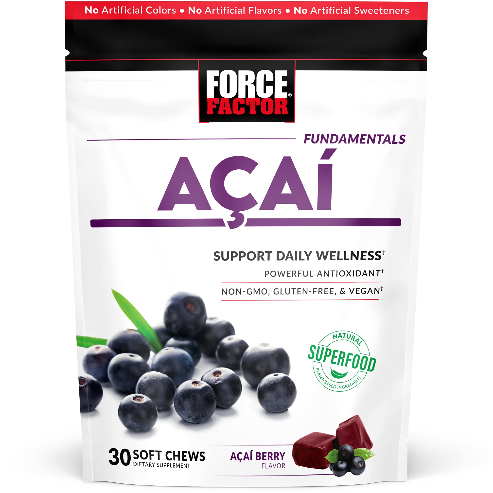 30-Count Force Factor Acai Soft Chews (Acai Berry) $5.62 w/ S&S + Free Shipping w/ Prime or on $35+