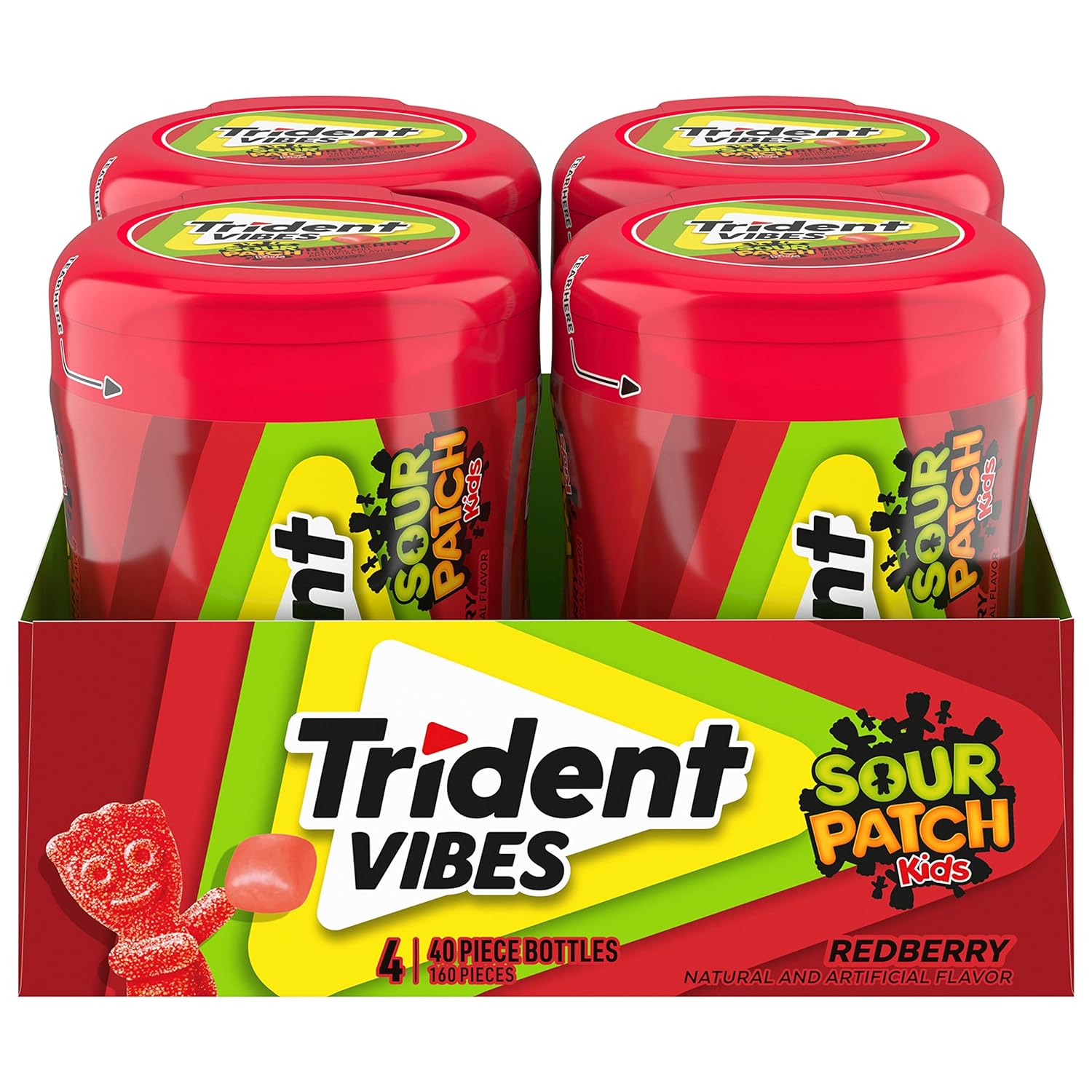 4-Pack 40-Pieces Trident Vibes SOUR PATCH KIDS Redberry Sugar Free Gum (160 Total Pieces) $9.06 w/ S&S + Free Shipping w/ Prime or on $35+