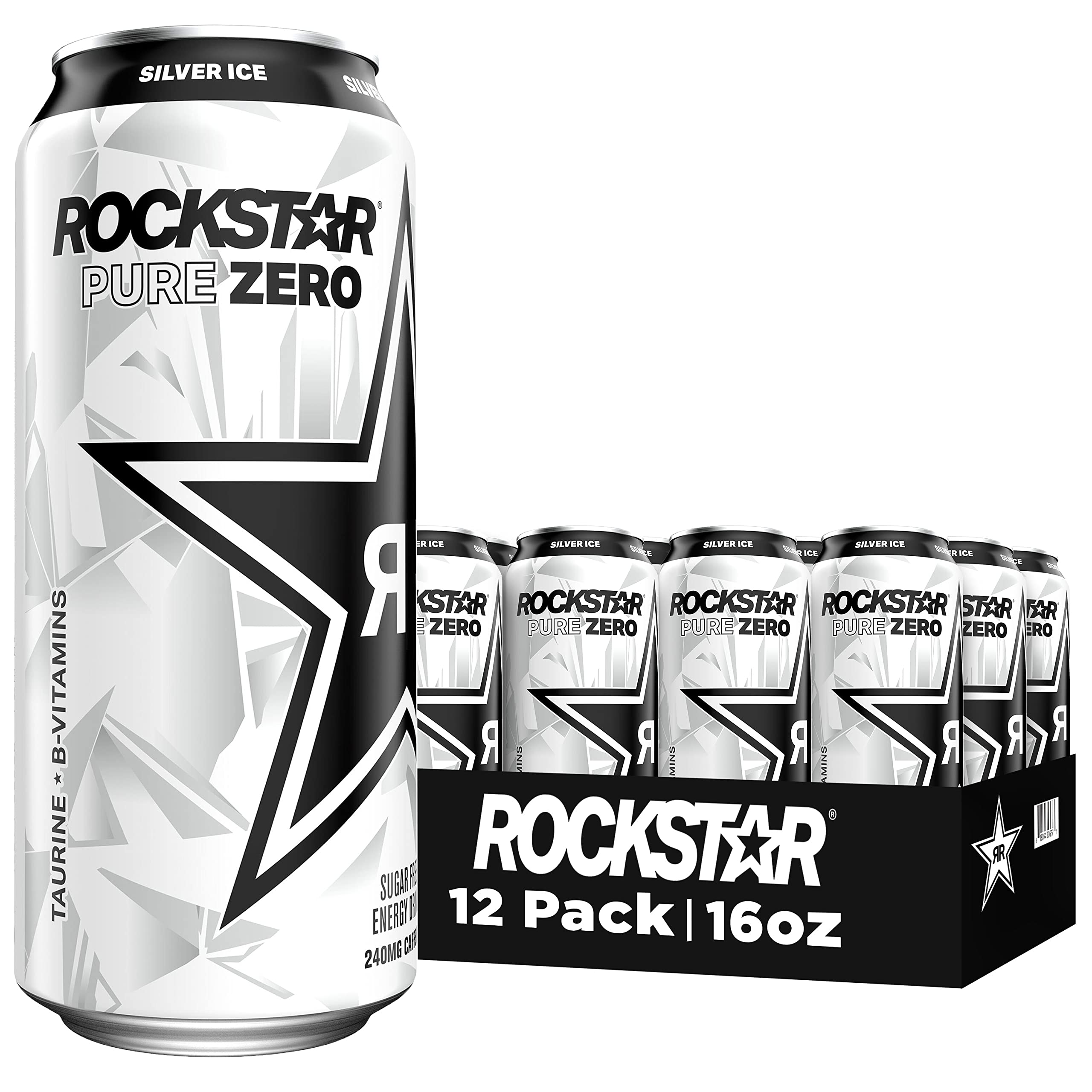 12-Pack 16-Oz Rockstar Pure Zero Energy Drink w/ Caffeine & Taurine (Silver Ice or Grape) $14.25 w/ S&S + Free Shipping w/ Prime or on $35+