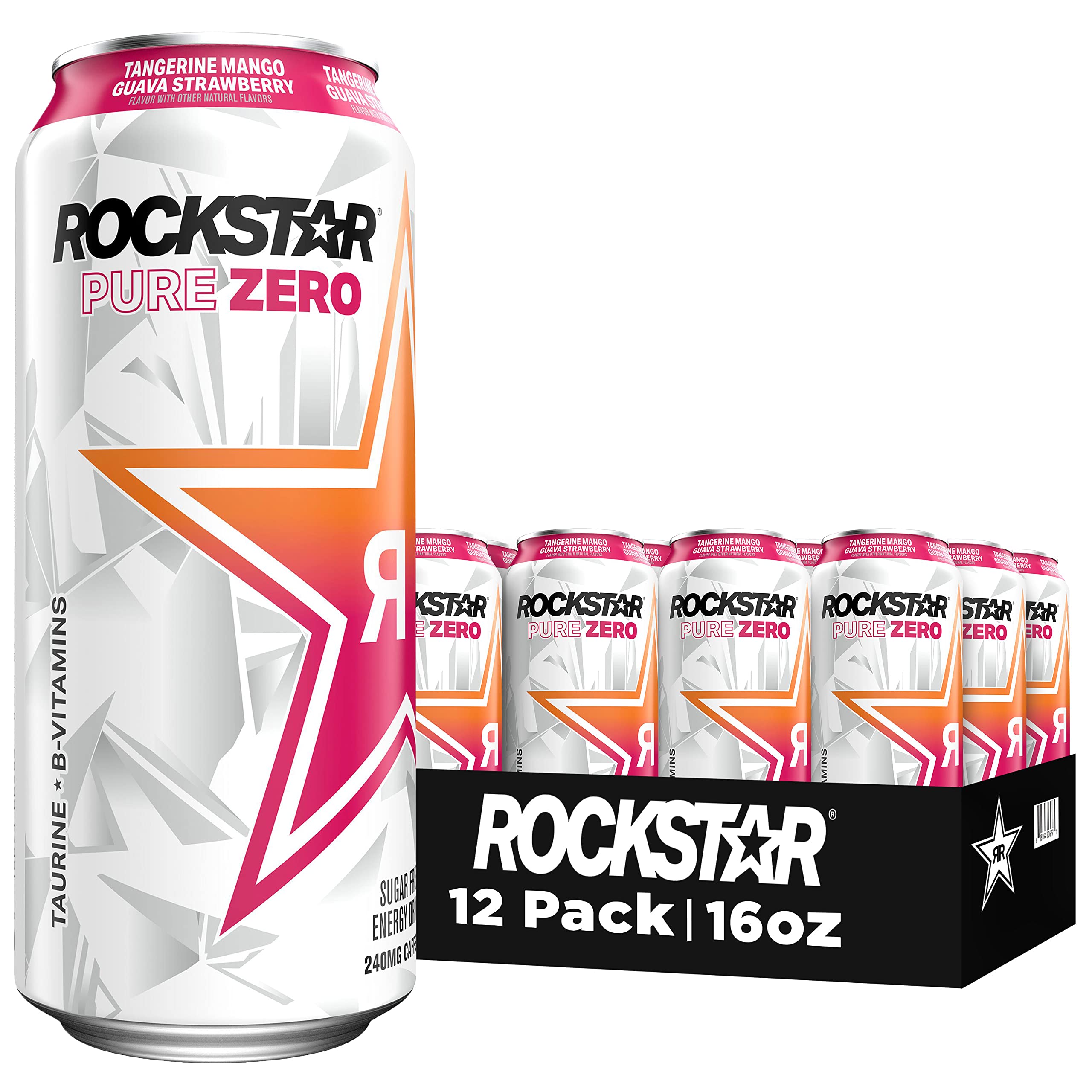 12-Pack 16-Oz Rockstar Pure Zero Energy Drink w/ Caffeine & Taurine (Tangerine Mango Guava Strawberry) $14.25 w/ S&S + Free Shipping w/ Prime or on $35+