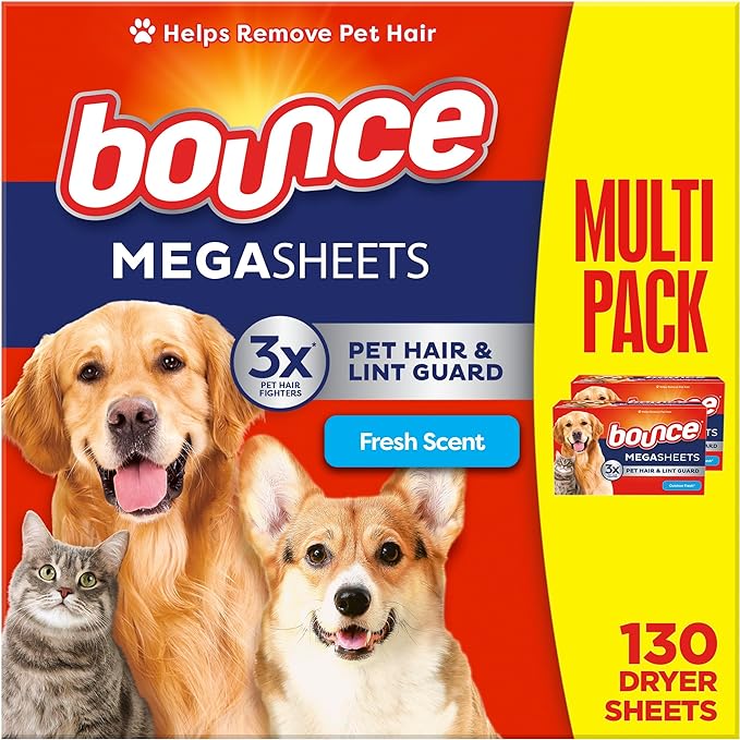 130-Count Bounce Pet Hair & Lint Guard Mega Dryer Sheets (Fresh Scent) + $5.50 Amazon Credit $9.45 w/ S&S + Free Shipping w/ Prime or on $35+