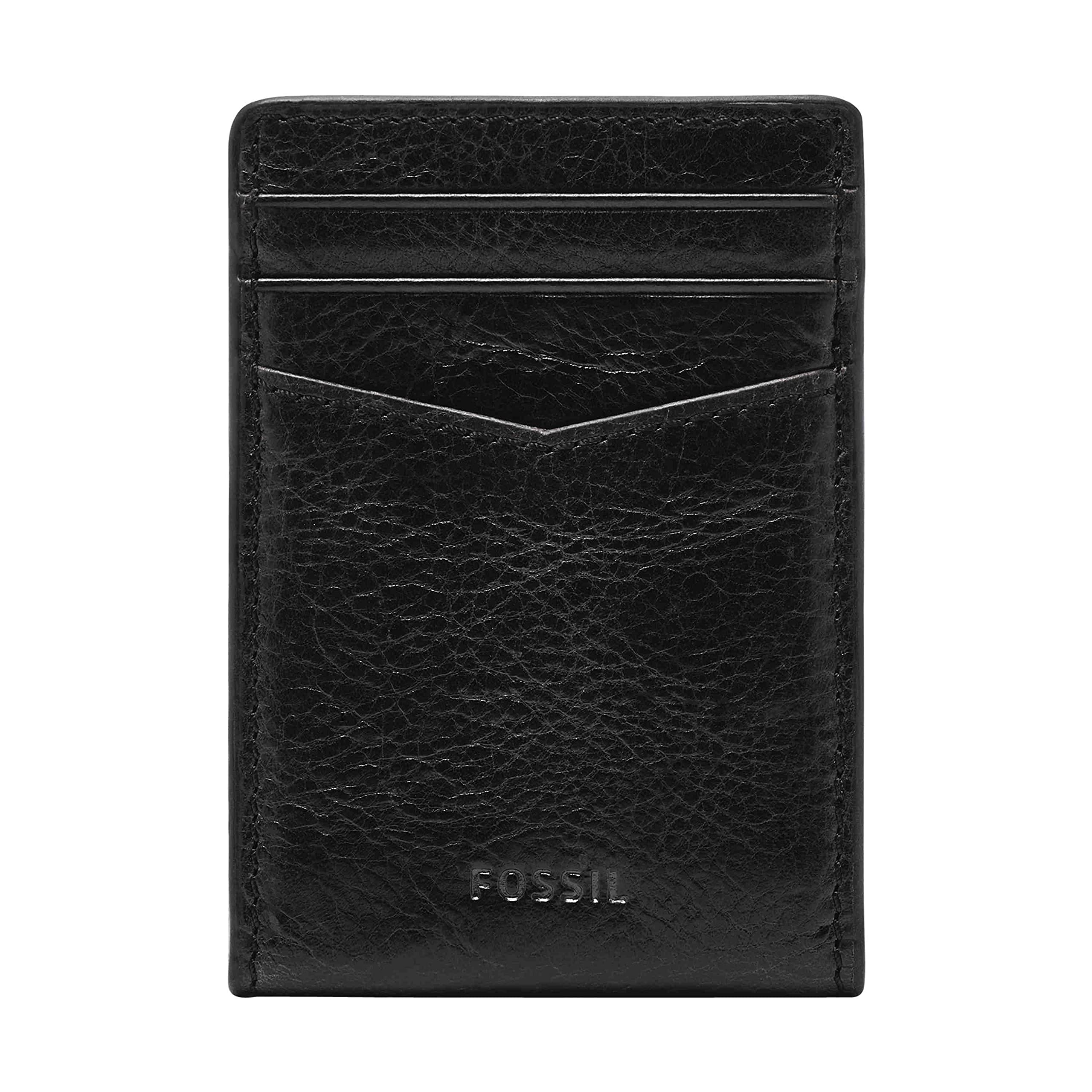 Fossil Men's Andrew Card Case Leather Wallet w/ Money Clip Front (Black) $12 & More + Free Shipping w/ Prime or on $35+