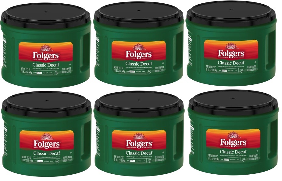 6-Pack 19.2-Oz Folgers Classic Decaf  Medium Roast Ground Coffee $30 w/ S&S + Free Shipping